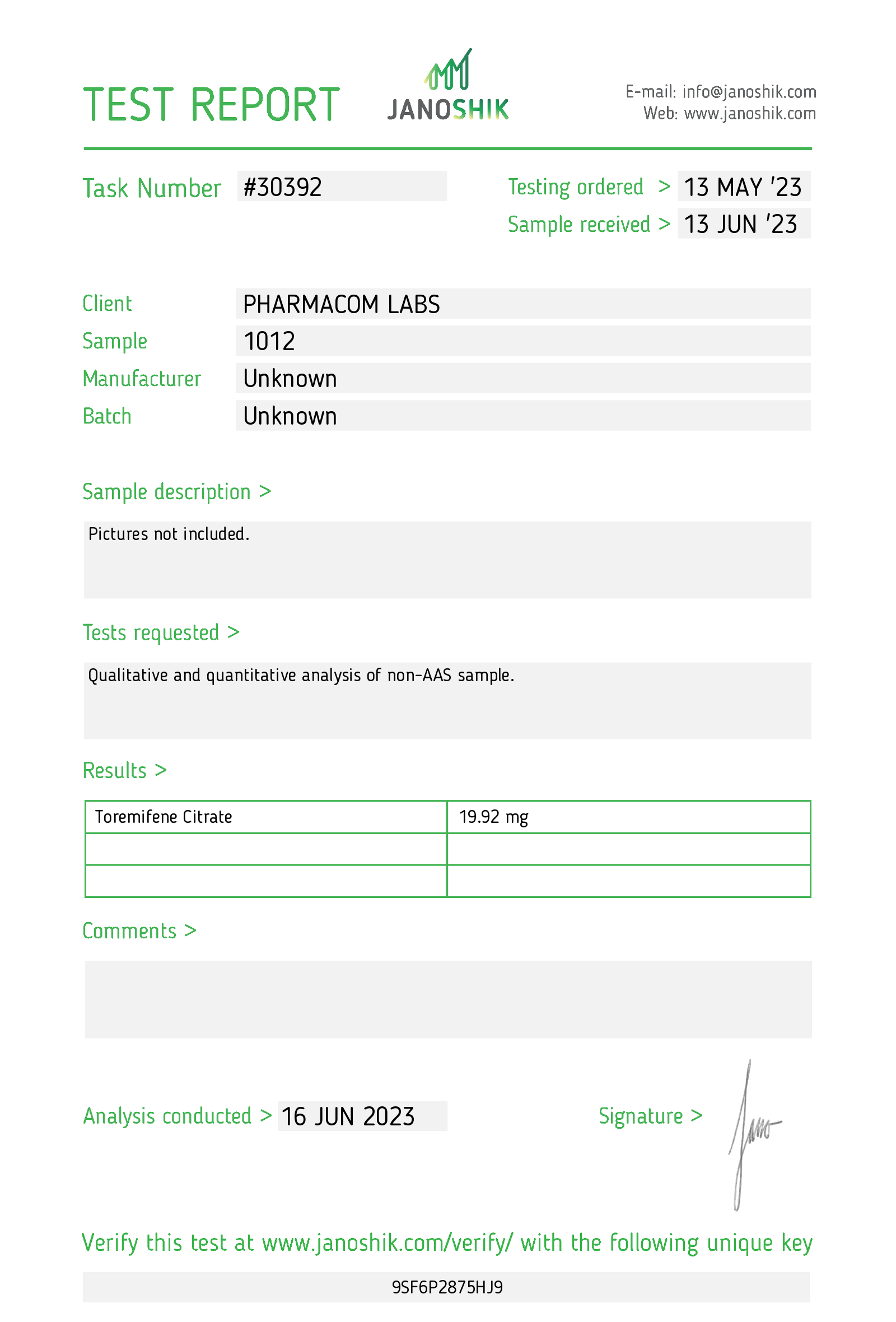 Farestos - Jano Test