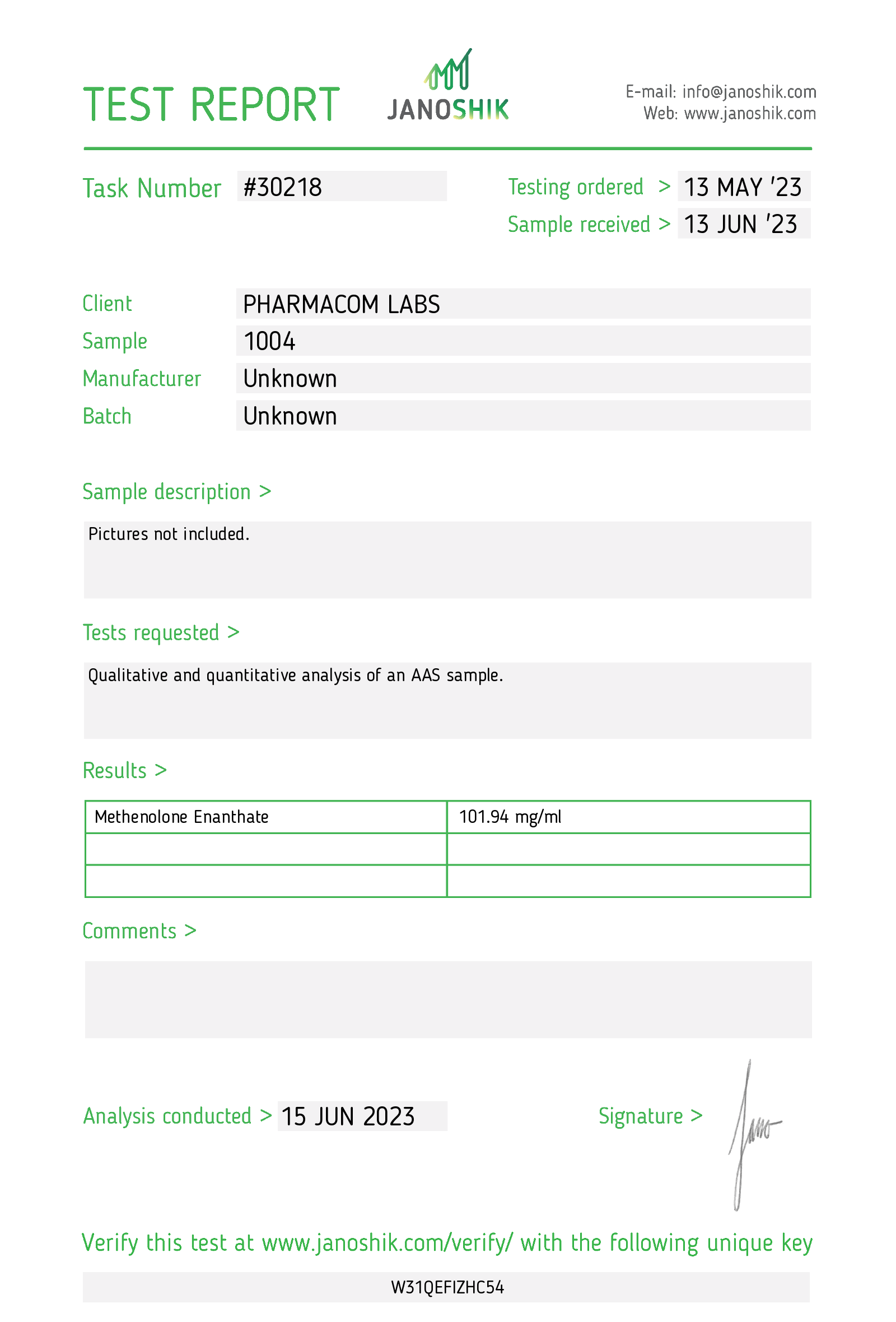 Pharmaprim 100 - Jano Test